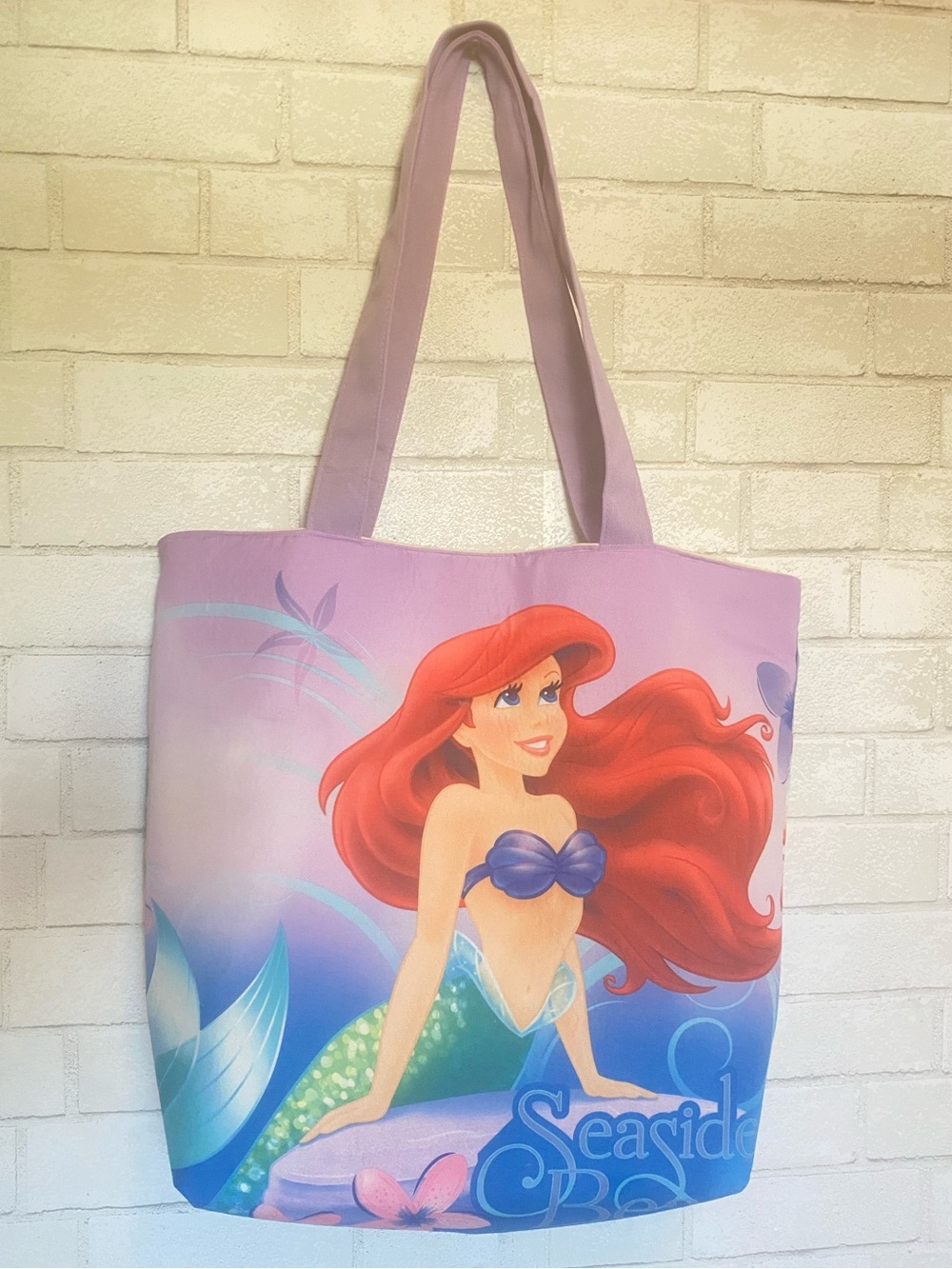 Upcycled The Little Mermaid Ariel Graphic Tote Bag - Lavender